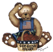 americana, american, flag, apples, teddy bear, red white and blue, pottery, animals