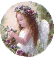 flowers, floral, victorian, angel, sandra kuck, girl, pottery