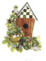 plants, trees, birds, birdhouse, pottery, plants, trees