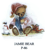 jamie bear, teddy bear, christmas, snowman, pottery
