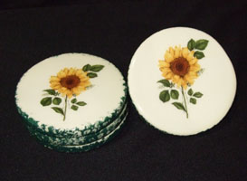 coasters, pottery, sunflower