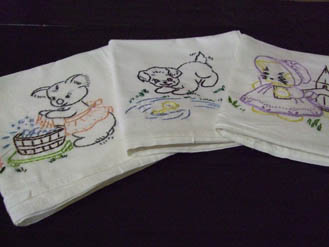 flour sack dish cloth, towel, dishes, custom, embroidered, gift